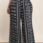 Women's Black & White Afroline Palazzo Pants