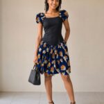 Midnight Bloom Ankara Mini Dress