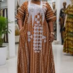 Brown Heritage African Print Maxi Dress Bubu Kaftan for Women