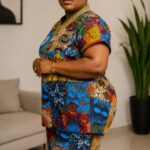 Women’s African Print Short Set Ankara Wax Colorblock Top and Shorts Casual Outfit
